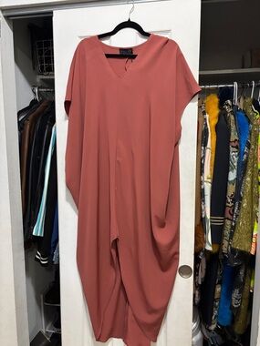Hatch Terracotta V-Neck Draped Dress